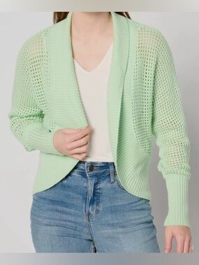 NWT Zuda Ecovero Open Stitch Sweater
Shrug Soft Mint Size 1X